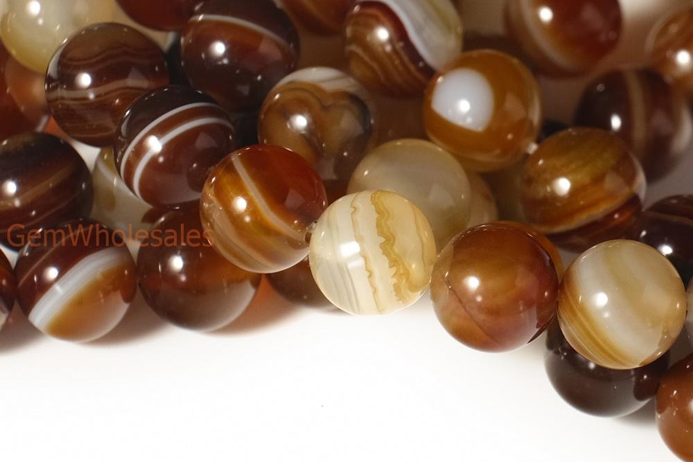 15" 10mm/12mm brown stripe Agate Round beads Gemstone