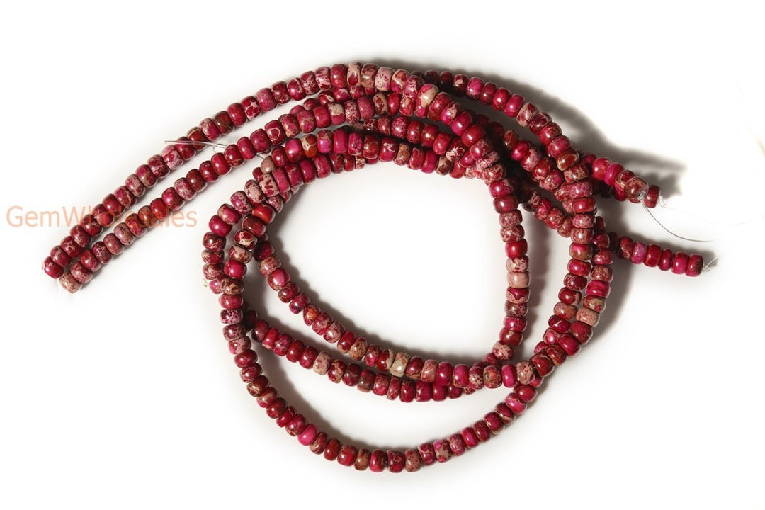 15.5"  red Sea Sediment rondelle 3x6mm, Aqua Terra Jasper rondelle,Magenta Emperor stone