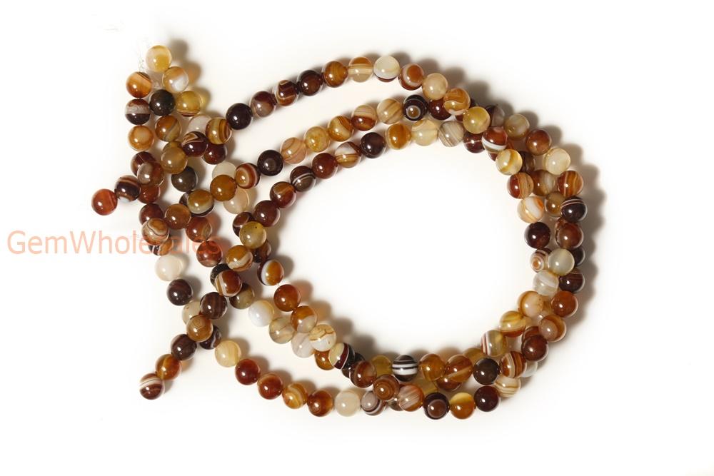 15" 6mm/8mm brown stripe Agate Round beads Gemstone
