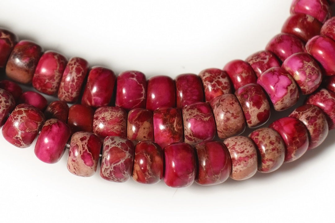 15.5"  red Sea Sediment rondelle 3x6mm, Aqua Terra Jasper rondelle,Magenta Emperor stone