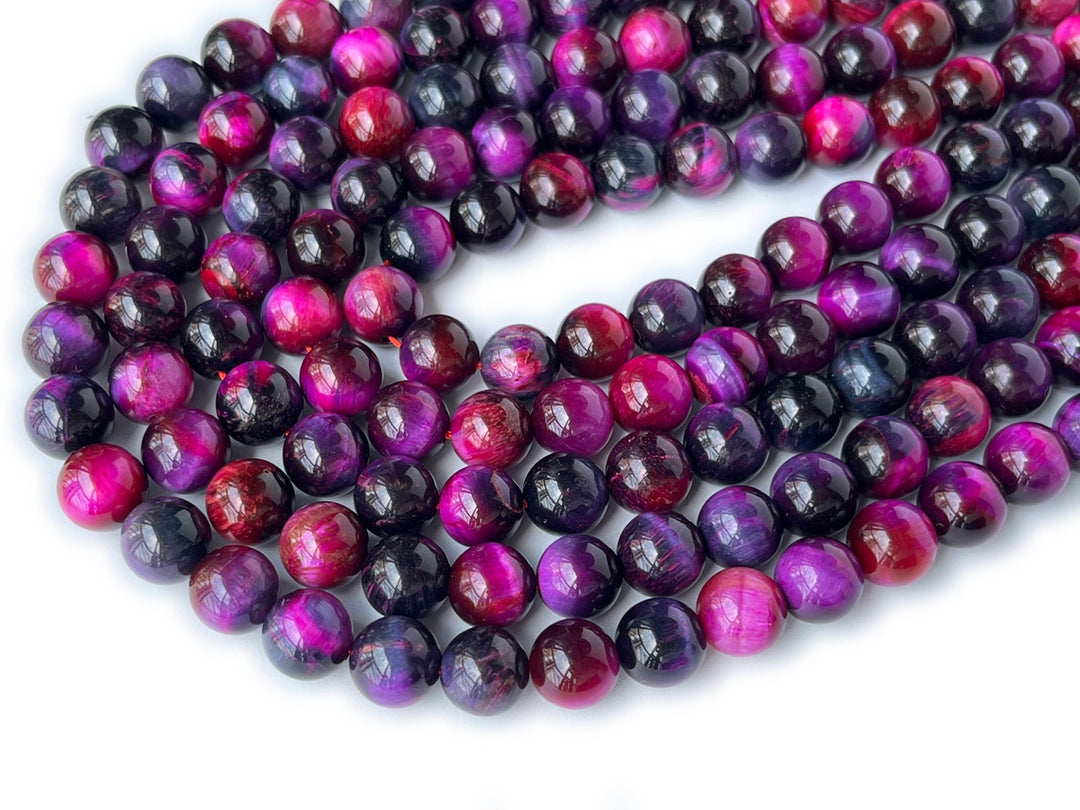 15.5" 8mm/10mm Dyed red purple dream tiger eye stone round beads