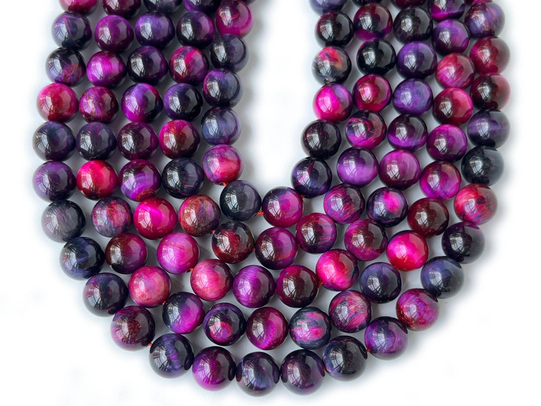 15.5" 8mm/10mm Dyed red purple dream tiger eye stone round beads
