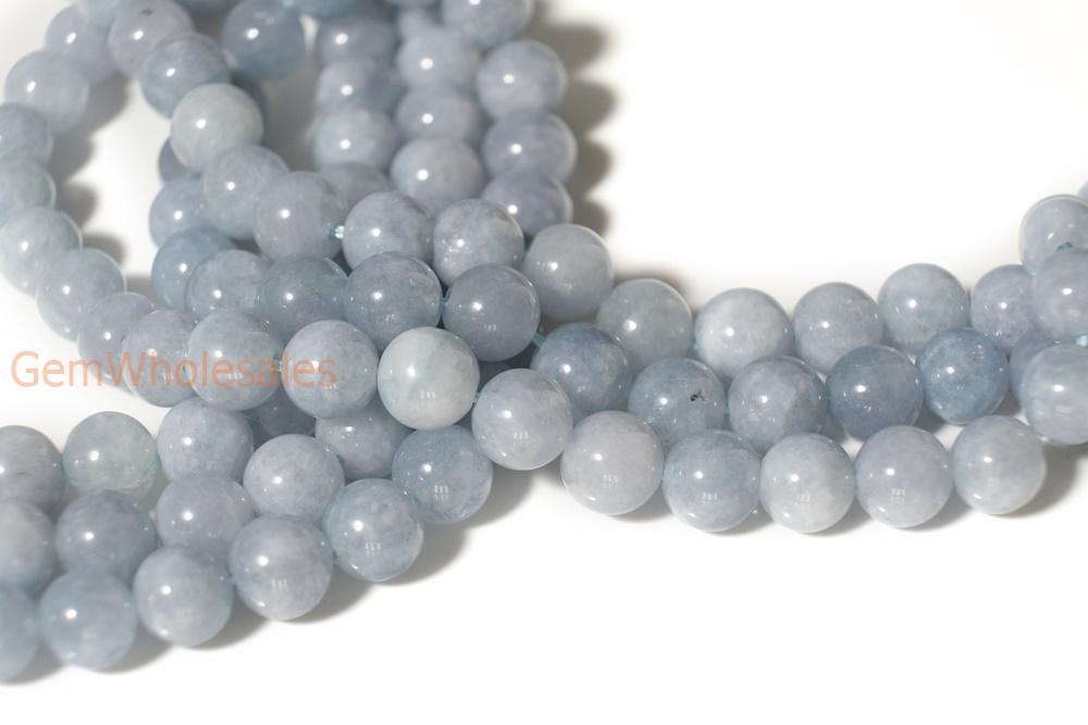 15" 8mm aquamarine color blue Malaysian jade Round beads