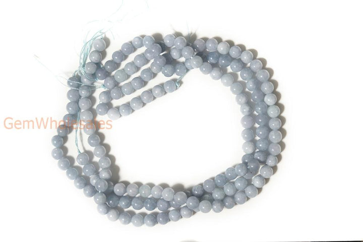 15" 8mm aquamarine color blue Malaysian jade Round beads
