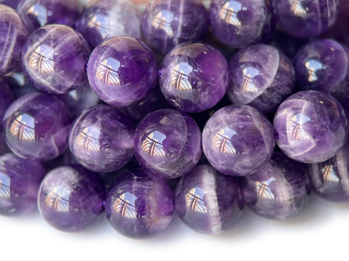 15.5" 8mm Natural dogtooth amethyst round beads, Purple Quartz