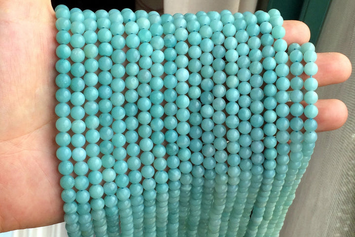 15.5" Natural amazonite 4mm/6mm/8mm/10mm round beads, AA Green gemstone