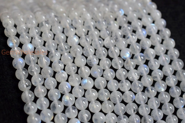 15.5" 6mm white blue Moonstone round beads, AA moonstone with blue shinning