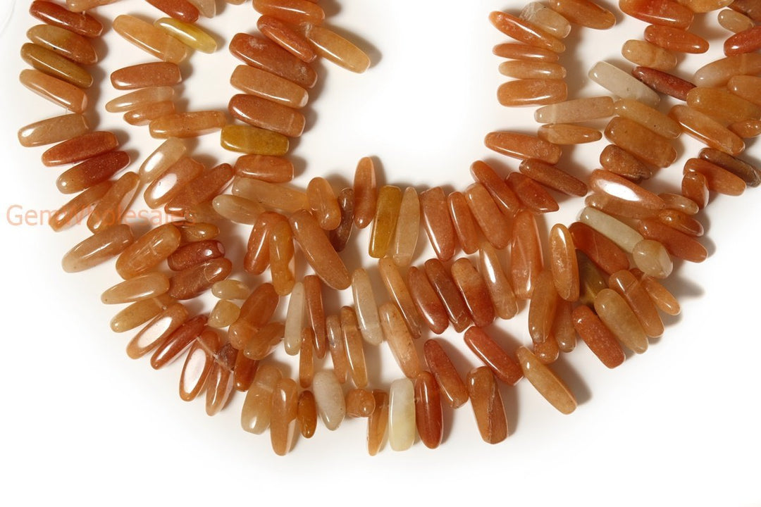 15.5" Natural red aventurine tooth chips 15~20mm