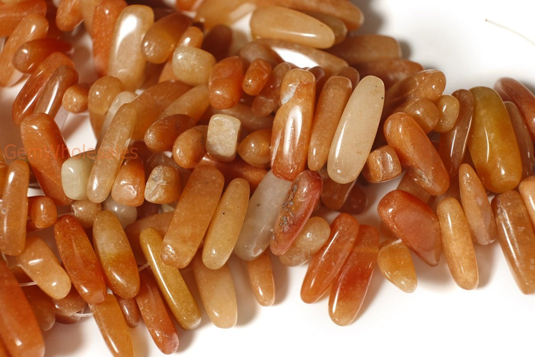 15.5" Natural red aventurine tooth chips 15~20mm