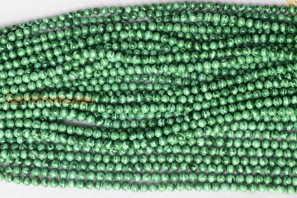 15.5" 8mm Genuine natural malachite round beads,Green gemstone,DIY beads supply A