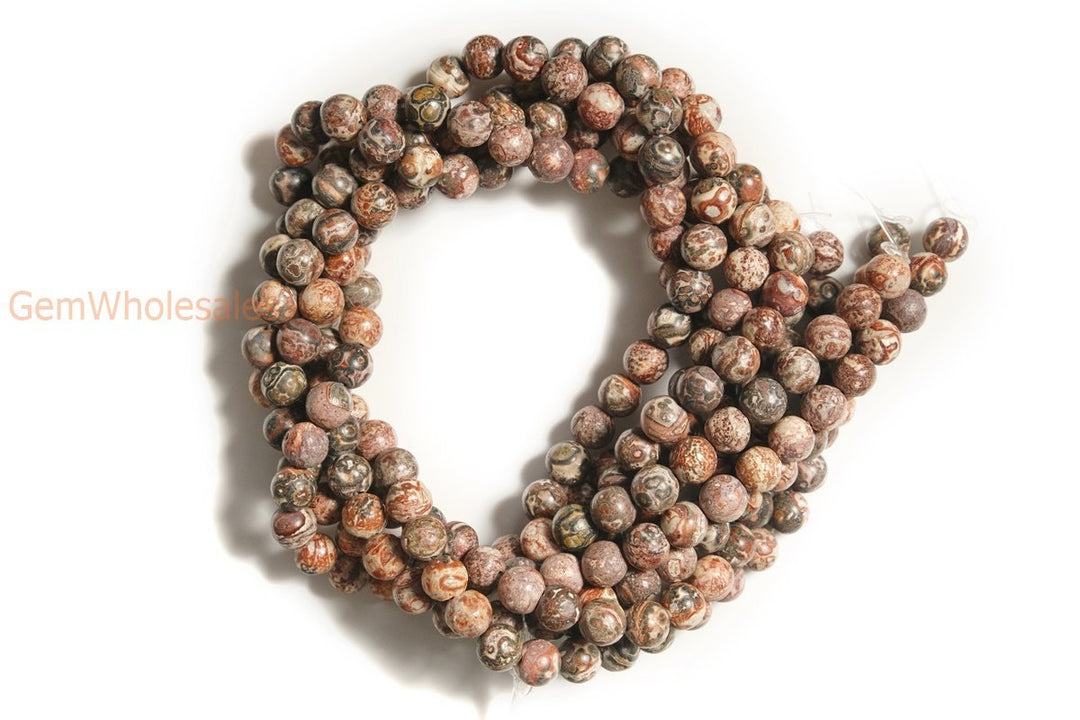 15.5" Natural redish leopard skin jasper 6mm/8mm/10mm round beads