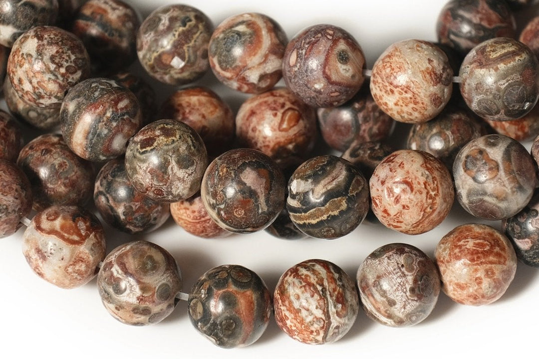15.5" Natural redish leopard skin jasper 6mm/8mm/10mm round beads