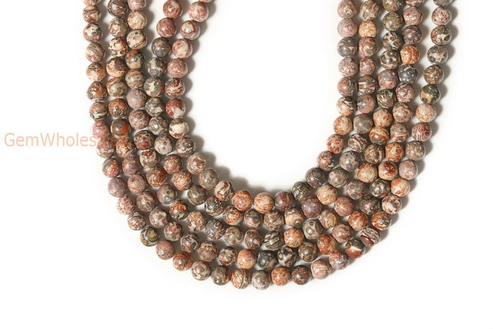 15.5" Natural redish leopard skin jasper 6mm/8mm/10mm round beads