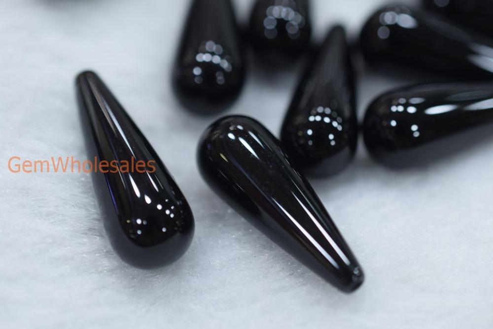 Black Agate - Teardrop- beads supplier