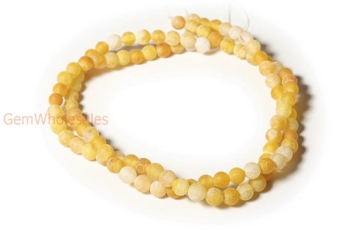 15" 6mm/8mm/10mm/12mm yellow dream fire dragon veins frosted Agate Round beads Gemstone