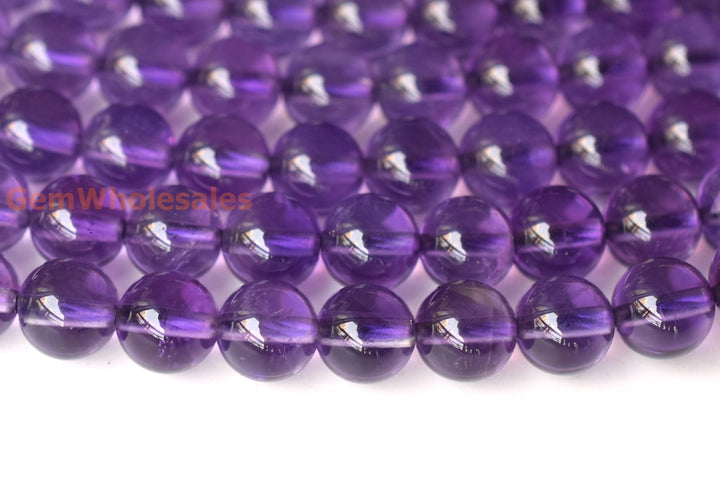 15.5" 8mm 5A Natural light middle amethyst round beads