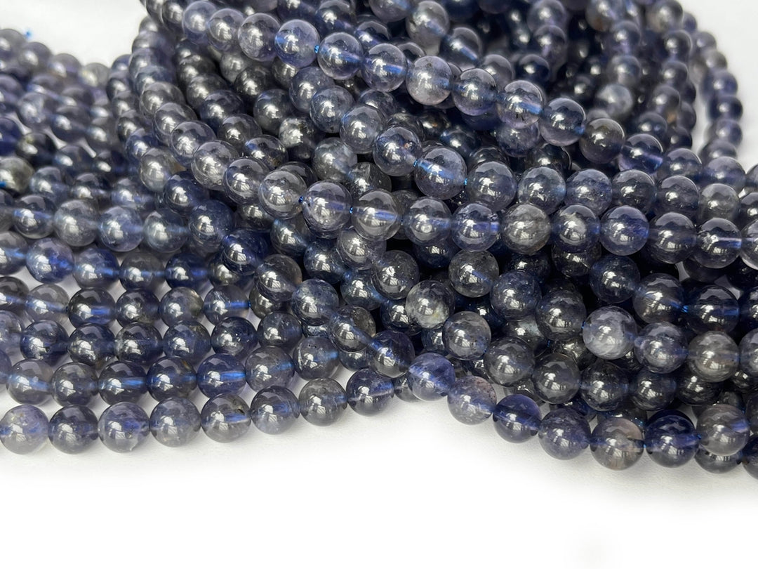 15.5"  Natural 6mm lolite stone round beads, light purple blue gemstone