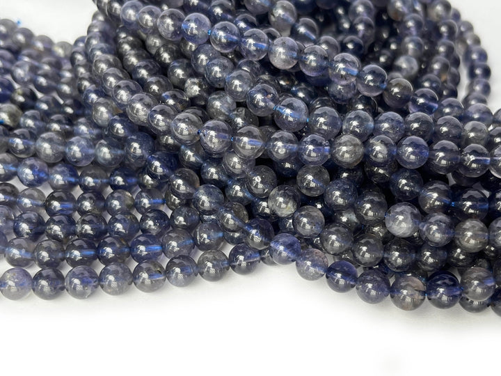 15.5"  Natural 6mm lolite stone round beads, light purple blue gemstone