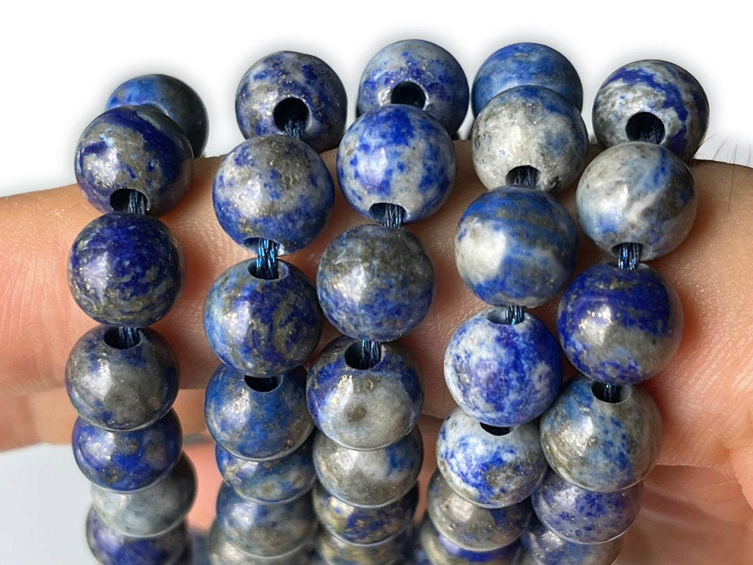 15" 8mm AB Natural genuine Lapis lazuli round beads 2.5mm big hole
