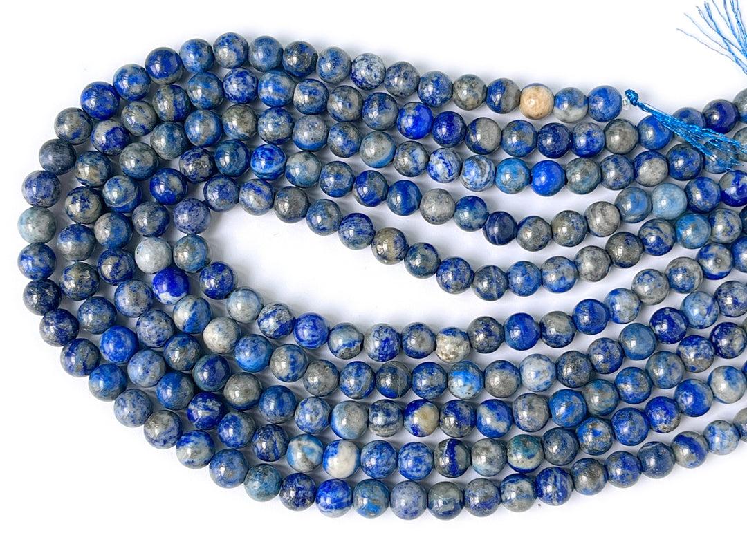 15" 8mm AB Natural genuine Lapis lazuli round beads 2.5mm big hole