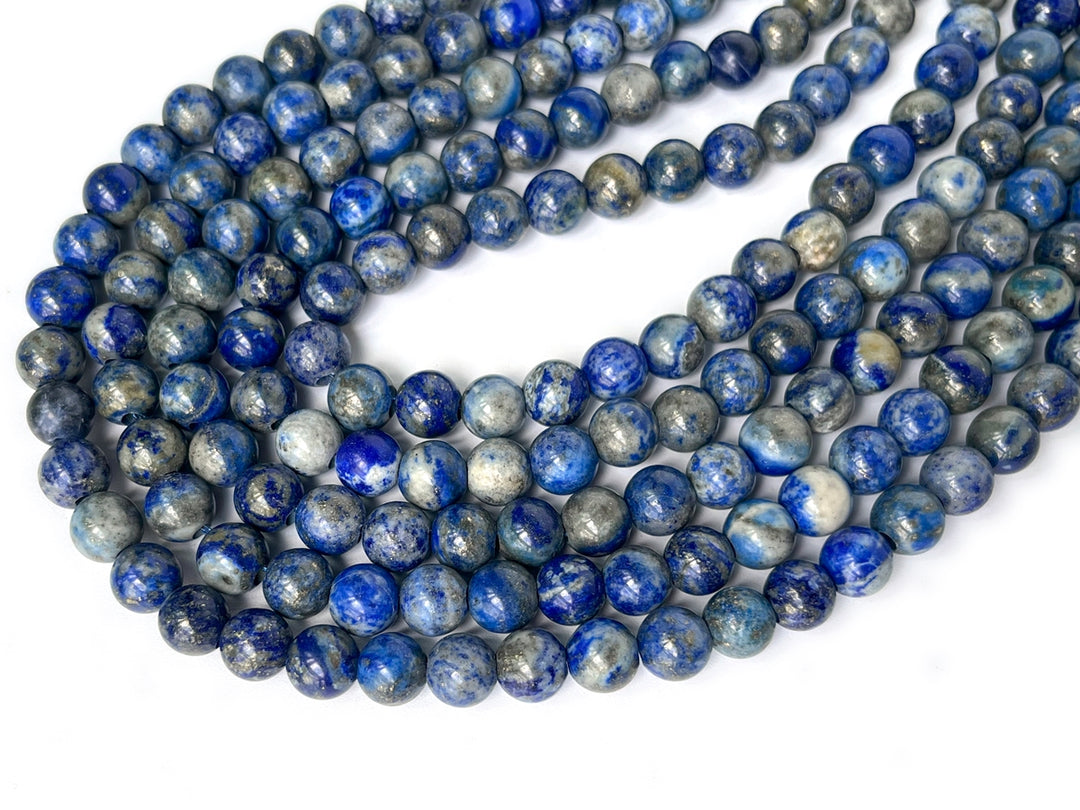 15" 8mm AB Natural genuine Lapis lazuli round beads 2.5mm big hole