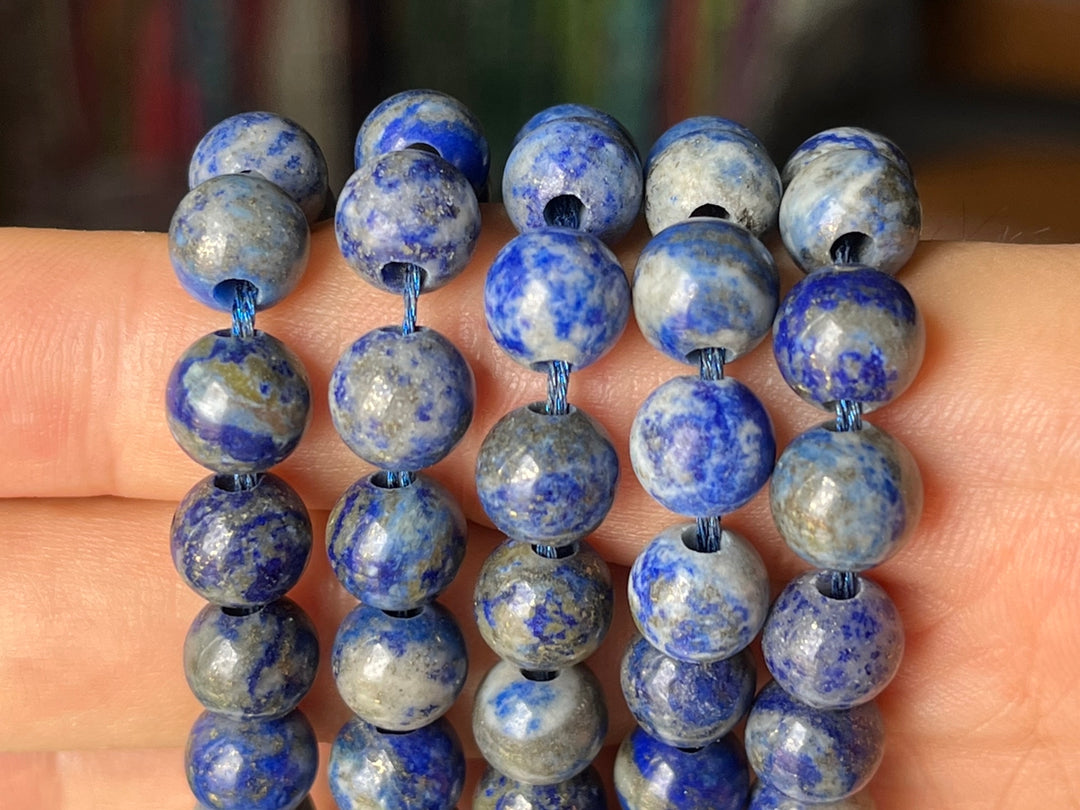 15" 8mm AB Natural genuine Lapis lazuli round beads 2.5mm big hole
