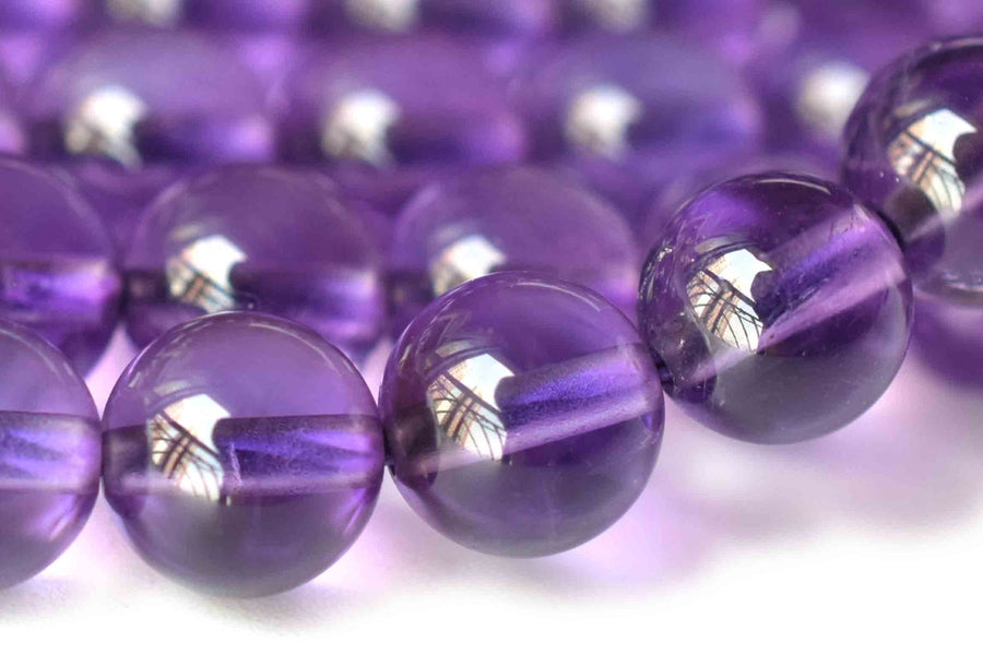15.5" 8mm 5A Natural light middle amethyst round beads