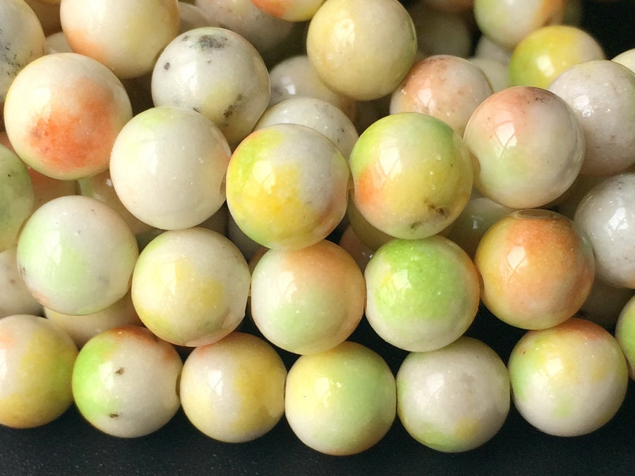 15.5" 8mm Dyed Yellow green jade round jewelry beads supply