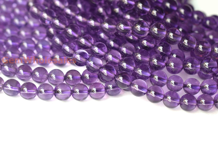 15.5" 8mm 5A Natural light middle amethyst round beads