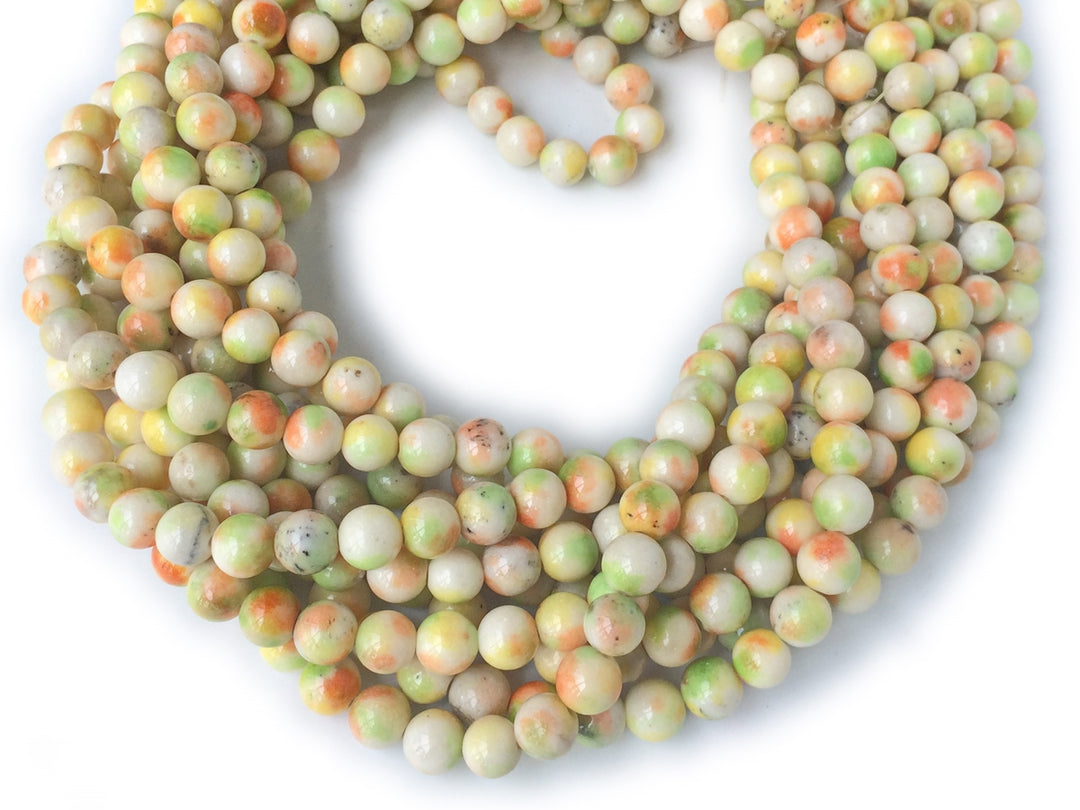 15.5" 8mm Dyed Yellow green jade round jewelry beads supply