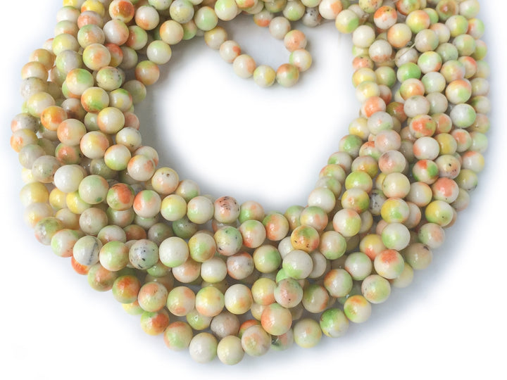 15.5" 8mm Dyed Yellow green jade round jewelry beads supply