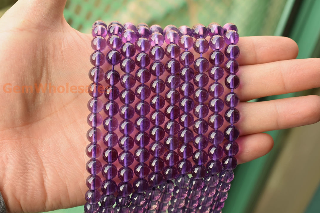 15.5" 8mm 5A Natural light middle amethyst round beads