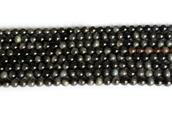 15.5" Natural rainbow obsidian 6mm/8mm/10mm, Black obsidian round beads