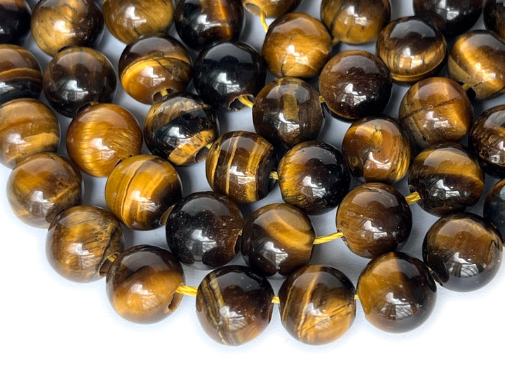 15" 8mm Natural yellow tiger eye stone 2.5mm big hole round beads