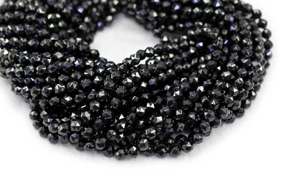 15.5" 8mm/10mm natural Black spinal round star faceted beads