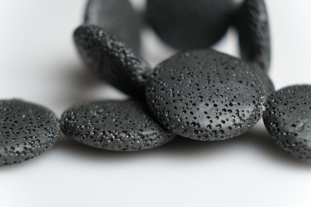 15" 20mm/25mm/30mm black Lava coin beads Gemstone pendant