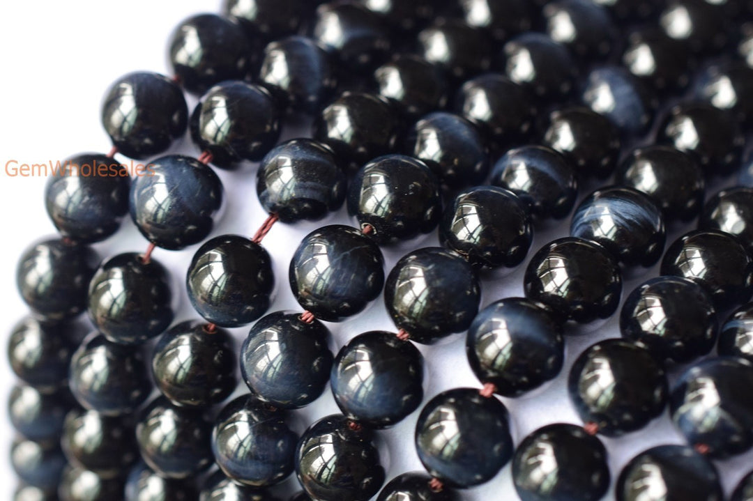 15.5" 8mm/10mm Natural Blue tiger eye AAA quality natural round beads, top quality