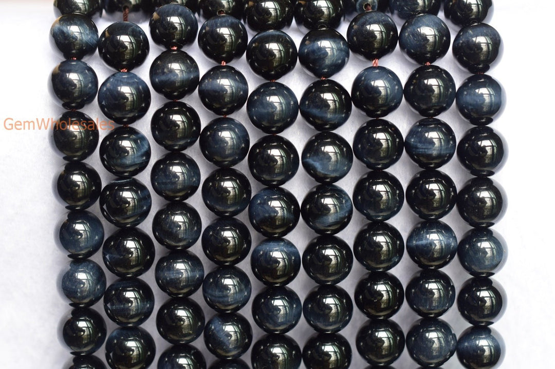 15.5" 8mm/10mm Natural Blue tiger eye AAA quality natural round beads, top quality