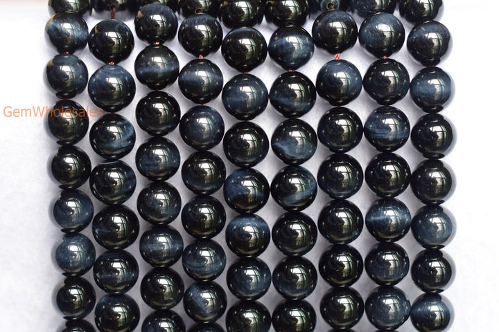 15.5" 8mm/10mm Natural Blue tiger eye AAA quality natural round beads, top quality