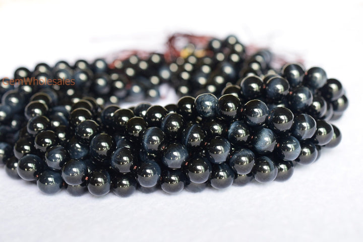 15.5" 8mm/10mm Natural Blue tiger eye AAA quality natural round beads, top quality