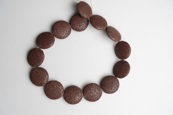 15" 20mm/25mm/30mm brown Lava coin beads Gemstone pendant