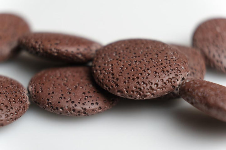 15" 20mm/25mm/30mm brown Lava coin beads Gemstone pendant
