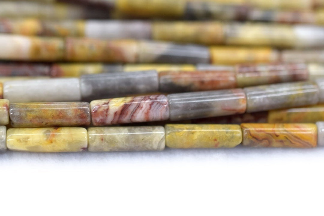 15.5"Crazy natural 4x13mm yellow crazy Agate Tube beads Gemstone