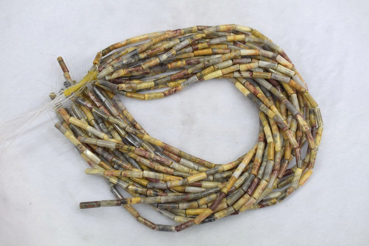15.5"Crazy natural 4x13mm yellow crazy Agate Tube beads Gemstone