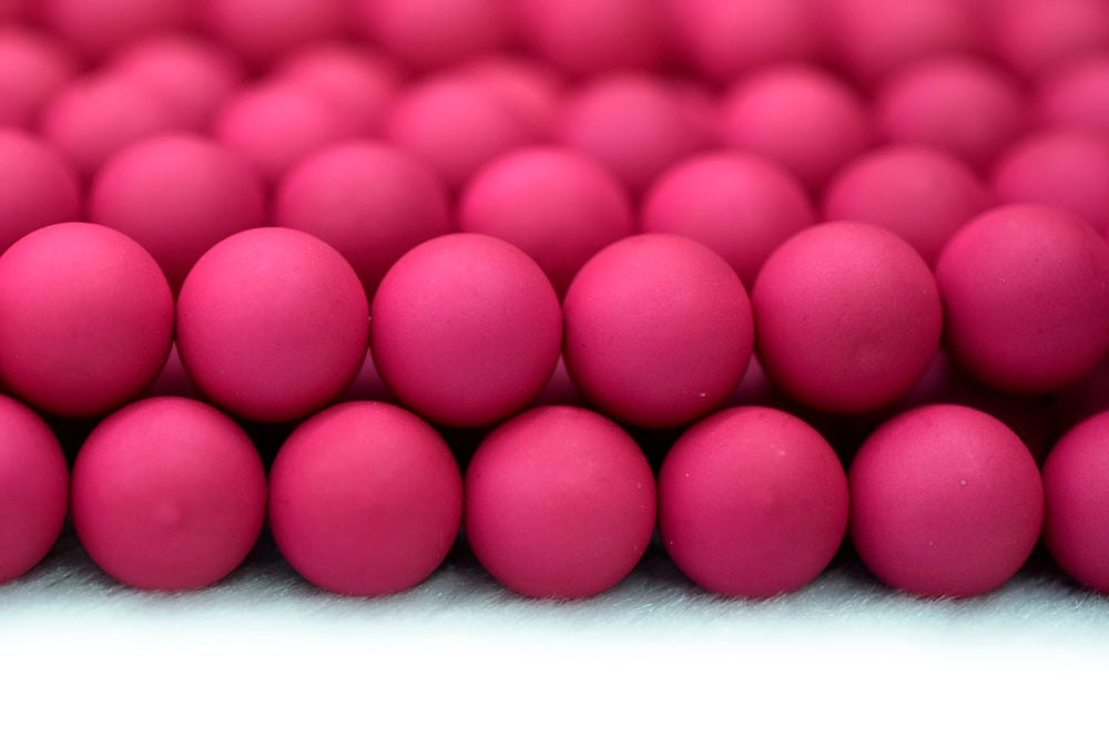 15.5" 8mm/10mm Matte Shell pearl round beads rose red color,HJC9