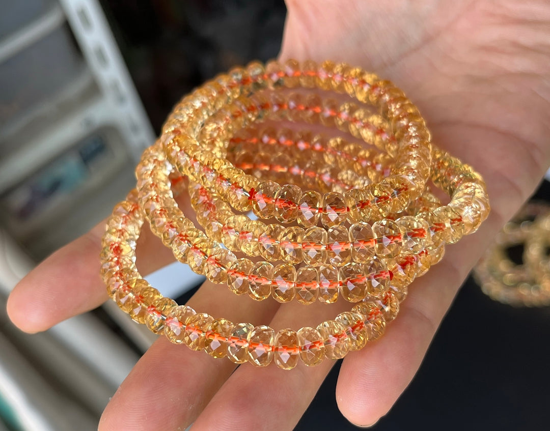 5x8mm natural Citrine rondelle faceted beads bracelet