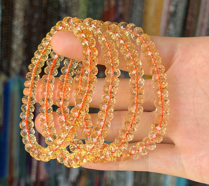 5x8mm natural Citrine rondelle faceted beads bracelet