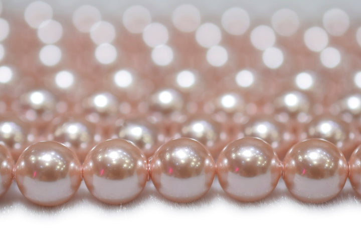 15.5" 8mm/10mm Luster pink Shell pearl round beads,shell core pearl,TYC