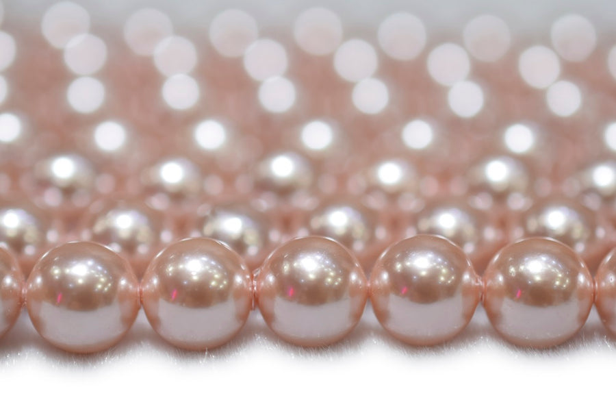 15.5" 8mm/10mm Luster pink Shell pearl round beads,shell core pearl,TYC