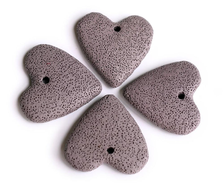 4PCS 48x50mm purple Lava Heart Gemstone pendant